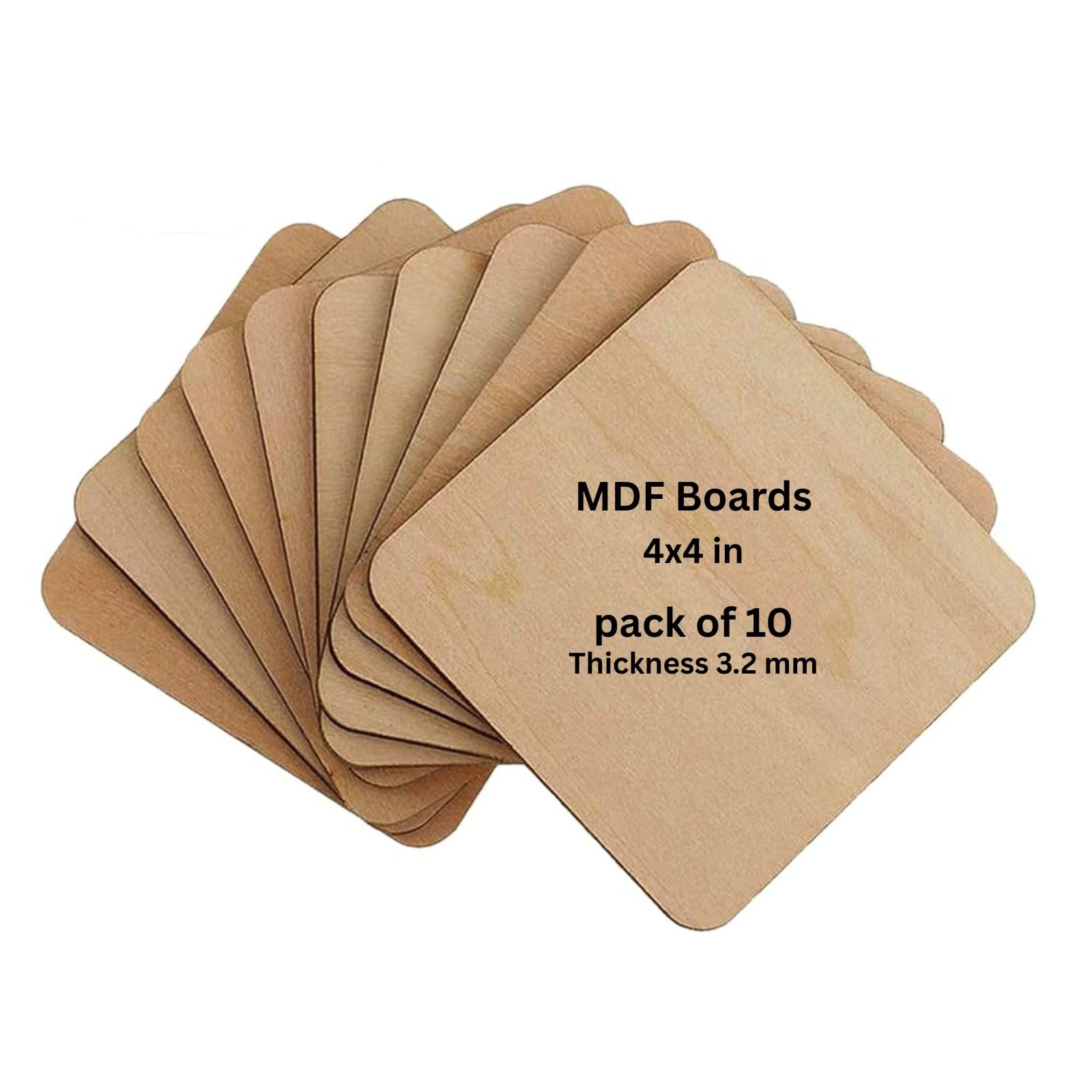 4 Inch MDF Board for Mandala, Lippan, Resin Art & Craft, 3mm Thick, Premium Cardboard Material for Artists, Art & Craft (Pack of 10) (Square)-image-49
