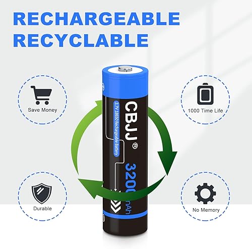 Miniatura 3 de 3.7 voltios 18650 batería recargable, 3200mAh 3.7V batería botón superior alta capacidad baterías para linterna, juguetes