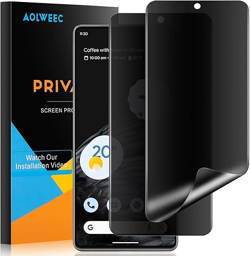 AOLWEEC Paquete de 2 protectores de pantalla de privacidad para Google Pixel 8 Pro, compatible con fundas antiespía, película flexible para Google