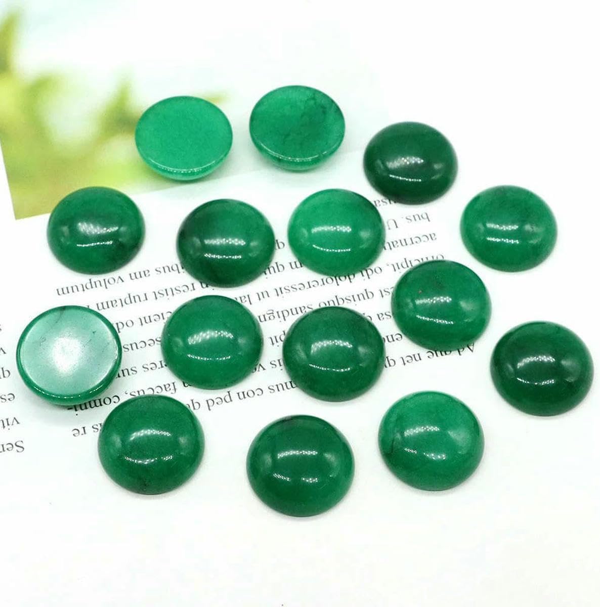 5 Sztuk/partia Naturalne Okrągłe Koraliki Z Kaboszonów Z Kamieni Szlachetnych 6 8 10 12 14 16 18 20 25 Mm Cabochon Diy Pierścień Naszyjnik Biżuteria Making, Green Jade, 10mm