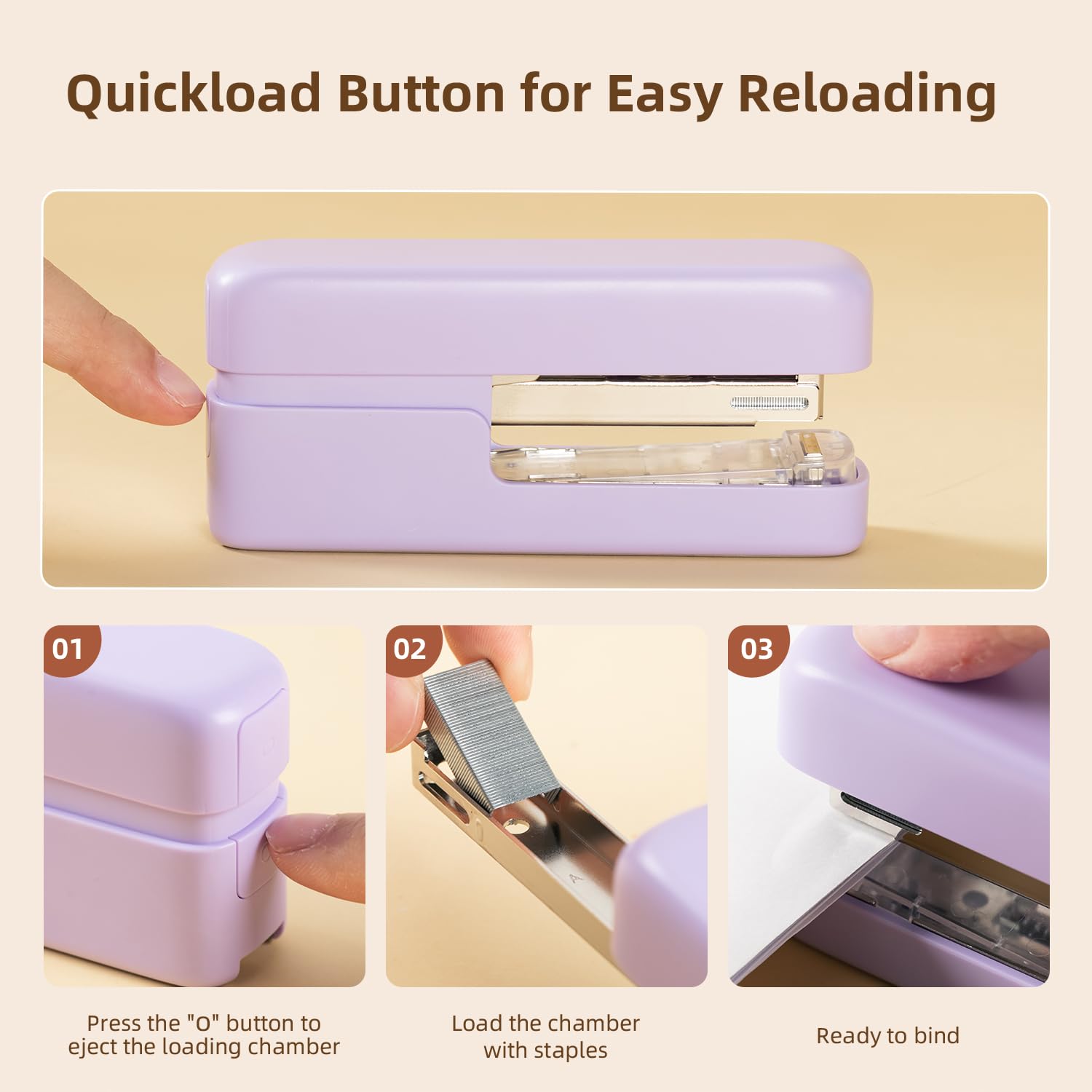 deli Stapler, Desktop Staplers with Integrated Staple Remover, 45 Sheet Capacity Office Stapler, 2 Pack, Purple