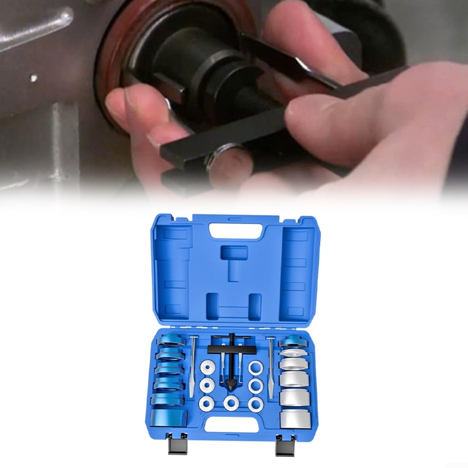 Set di attrezzi per albero motore, 22 pezzi, 28-64 mm, rimozione e installatore con adattatori in alluminio per auto, camion, furgone riparazione manutenzione