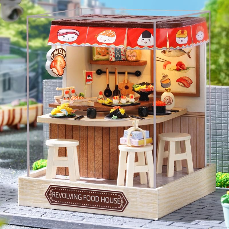 CUTEROOM casa delle bambole miniatura con mobili, kit fai da te in miniatura in legno con luce a LED, scala 1:32, regalo creativo per bambini e adolescenti di compleanno (Casa Magica