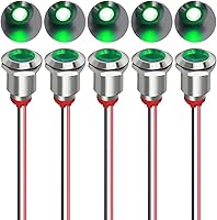 Vista 7 de 5 piezas de luz indicadora LED metálica de 12 mm, lámpara de señal impermeable AC 110V-220V (Rojo)