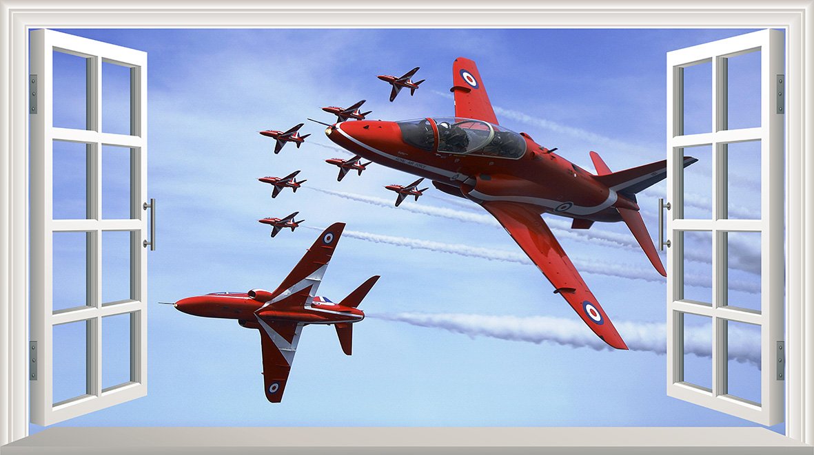 Chicbanners Red The Arrows V102 Magic Window Wall Sticker Self Adhesive Poster Wall Art Size 1000Mm Wide X 600Mm Deep (Large)