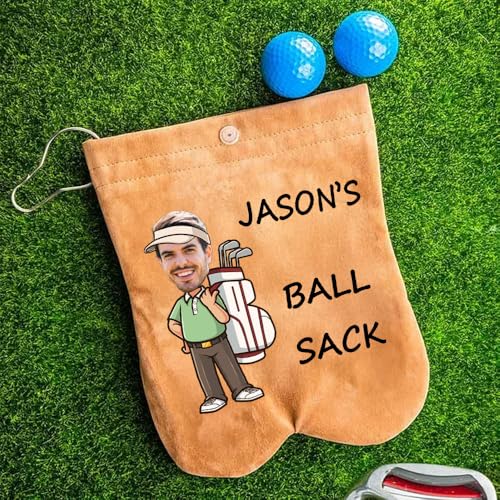 Personalized Golf Ball Bag, Custom Cartoon Character & Name on Golf Shag Bag with 2 Balls, Birthday Gift for Men Women (Figurehead)
