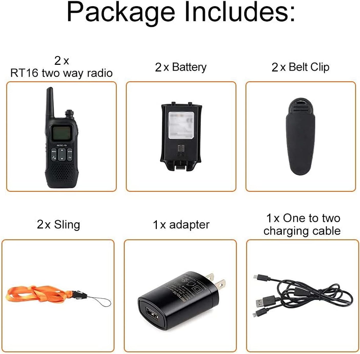 Retevis RT16 Walkie Talkie for Adults,Long Range Rechargeable Two Way