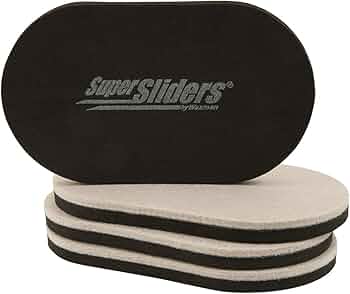 Super Sliders 3 1/2" x 6" Oval Reusable Furniture Sliders for Hard Surfaces - Effortless Moving and Surface Protection, Beige (4 Pack)