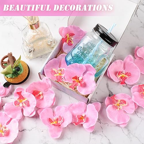 Miniatura 2 de HOKPA 20 pétalos de orquídea, cabezas de flores de orquídea artificiales, cabezas de mariposa de seda sintética Phalaenopsis para bricolaje,