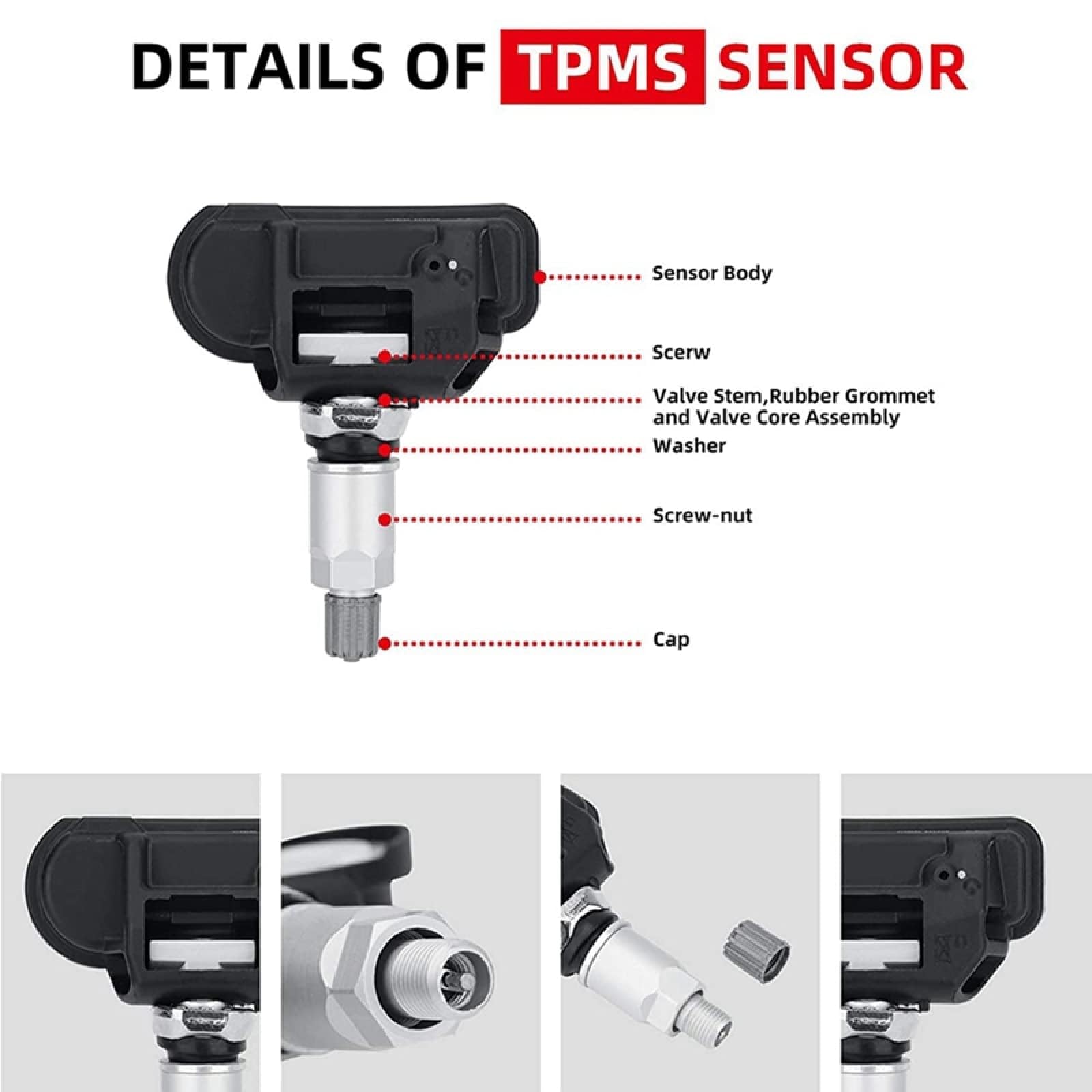 Car Tire Pressure Sensor TPMS For Hyundai Grandeur I40, 52933-3V600/529333V600 TPMS Tire Pressure Sensor,4 Pcs - View #7
