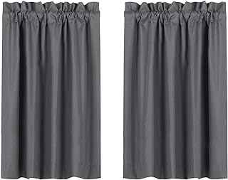 Valea Home Blackout Short Curtains Waterproof Soft Rod Pocket Kitchen Cu...