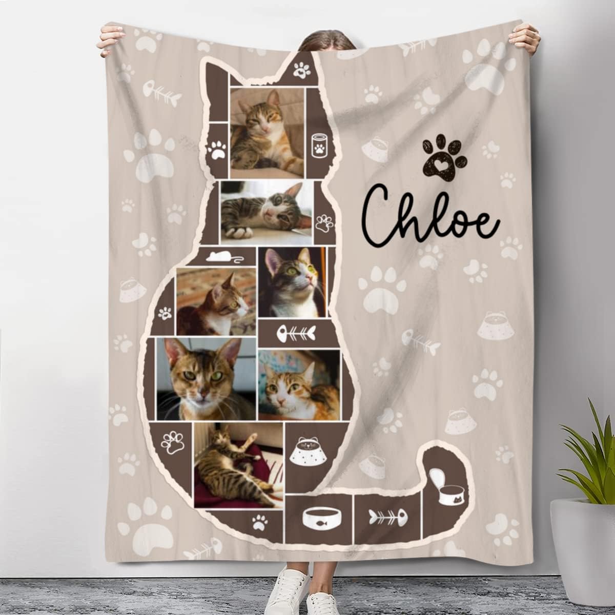 Cat Images Print on Blanket Throws Custom Blanket with Pet
