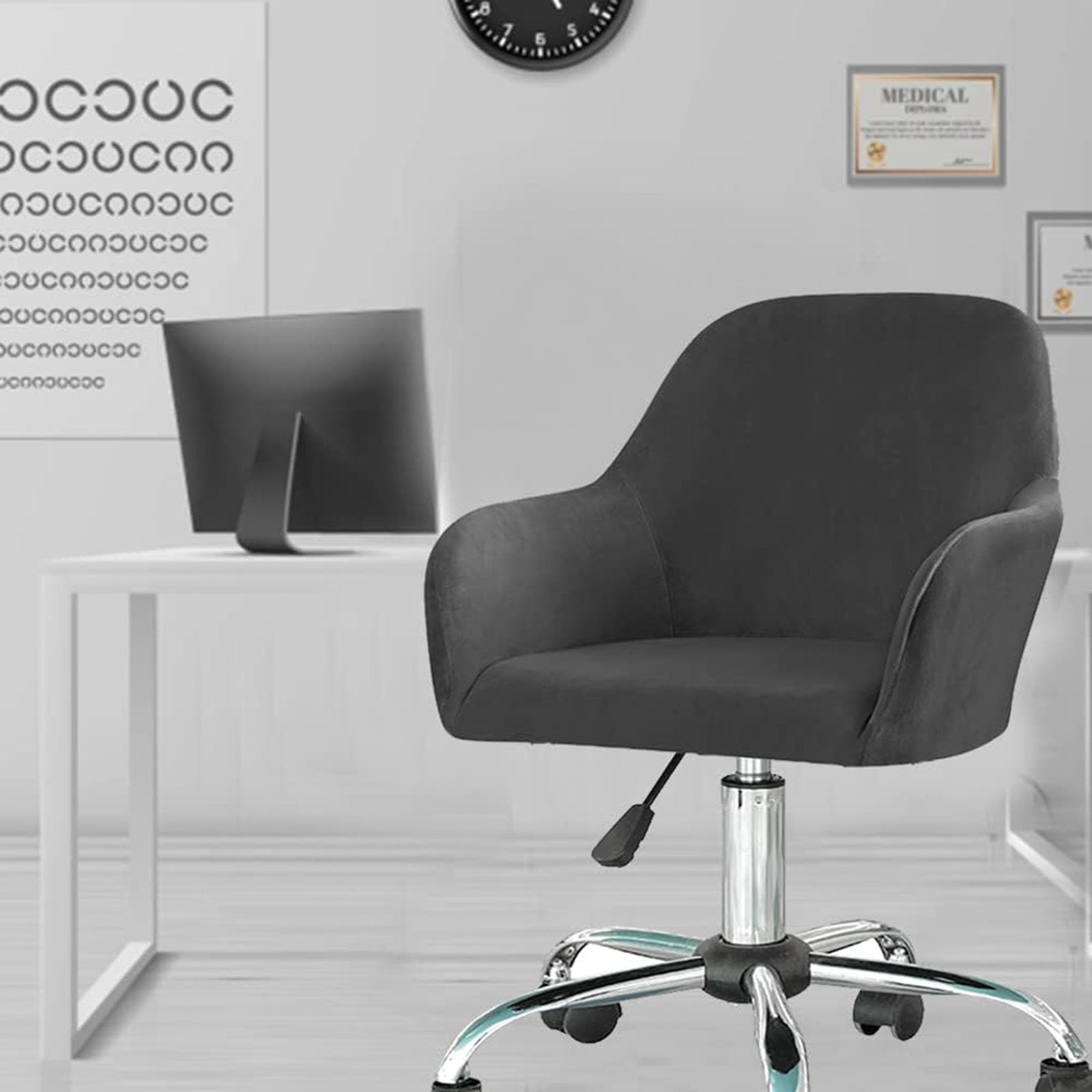 Bar Stuhl Hocker Abdeckungen, Samtbezug mit drehbarer Armlehne und gebogener Rückenlehne, Stuhlhussen für Home-Office-Schreibtisch, Stretch-Bezug für Esszimmerstühle mit Ohrensessel, für Schminktisch