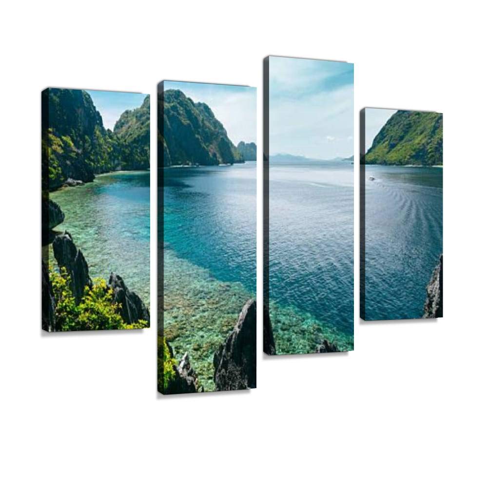 El Nido, Philippines Canvas Wall Art Hanging Paintings Modern Artwork Abstract Picture Prints Home Decoration Gift Unique Designed Framed 4 Panel