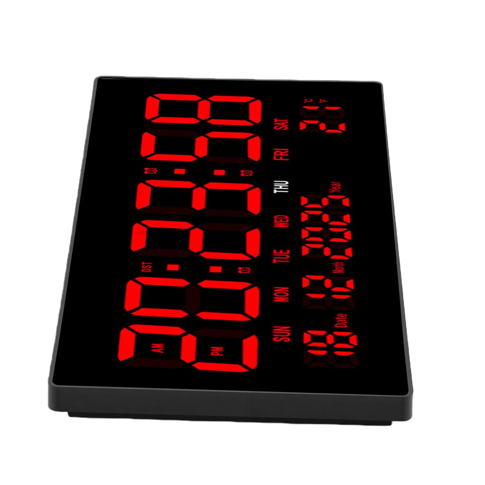 LICAEVEY LED-Digital-Wanduhr mit Kalender, Großes Display, Digitaluhr Zum Einstecken für Wohnzimmer, Klassenzimmer, Geräuschlose Wanduhr mit Temperatur, Einstellbare Helligkeit