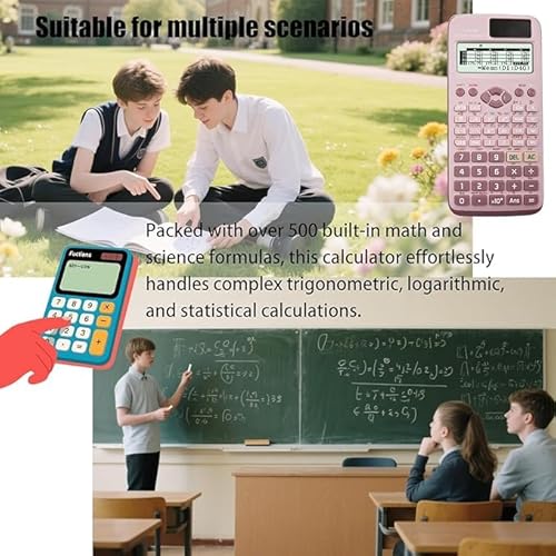 FX-991EX Wissenschaftlicher Taschenrechner, multifunktional, wissenschaftlich, 552 Funktionen, 10+2 Displays, ideal für Schüler und Lehrer, Büro, Rosa
