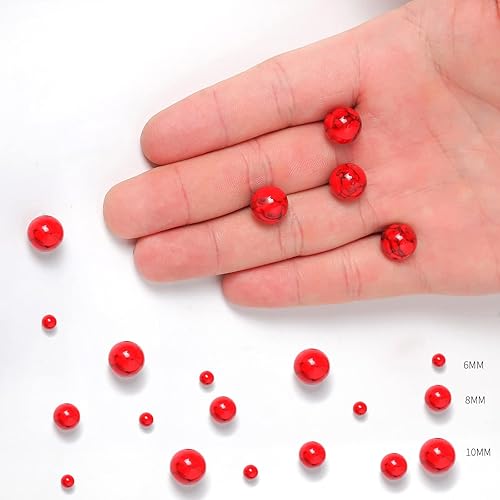 Miniatura 3 de 60 cuentas sueltas de turquesa roja de 0236in para hacer joyas cuentas semipreciosas naturales redondas lisas espaciadoras de piedras preciosas para