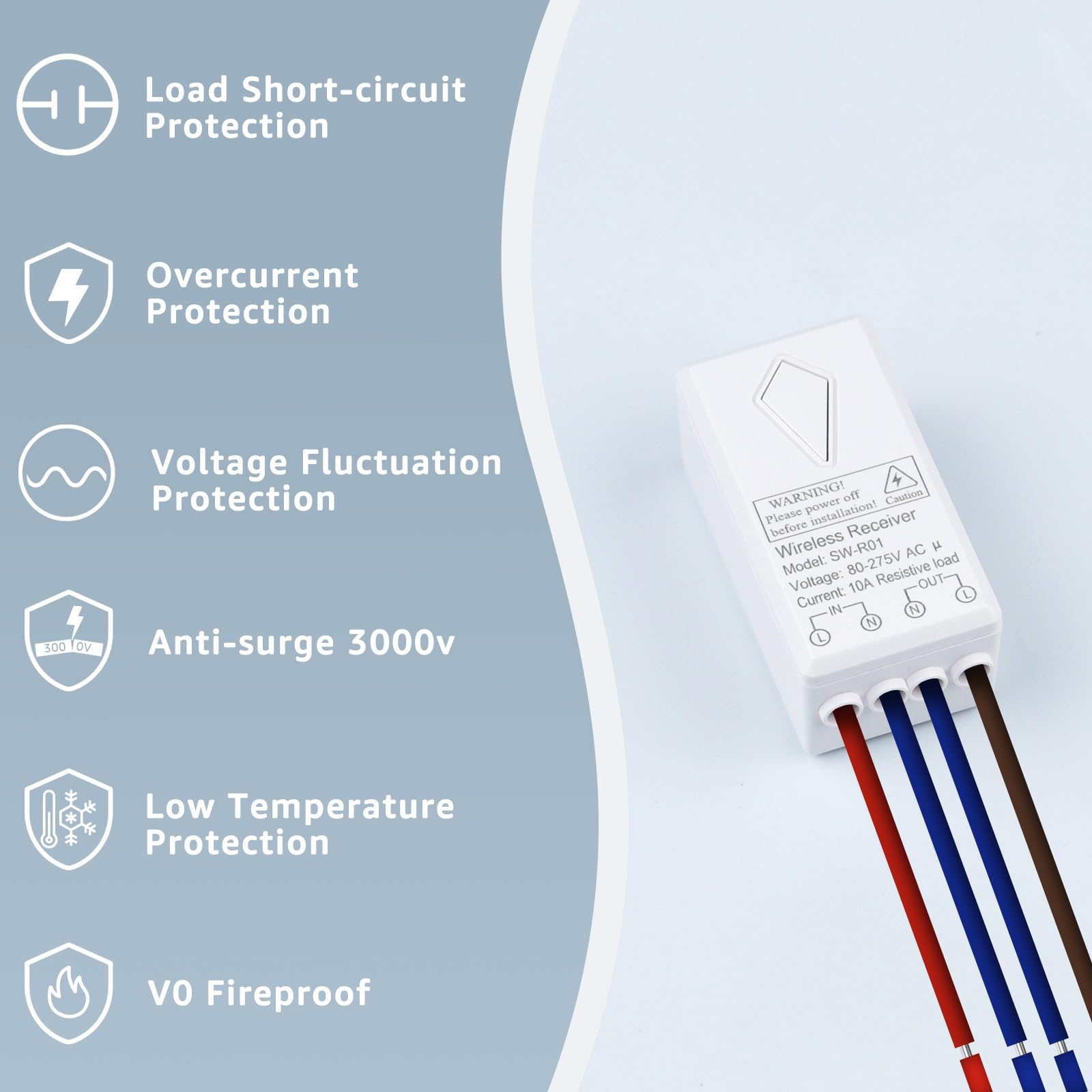 Funkschalter Set,NineLeaf 3PK Funk Lichtschalter,400m Reichweite,IP66 wasserdicht,ohne Stromverdrahtung, Einfache Installation,für Innen- und Außenbereich,Lampen,Deckenleuchten