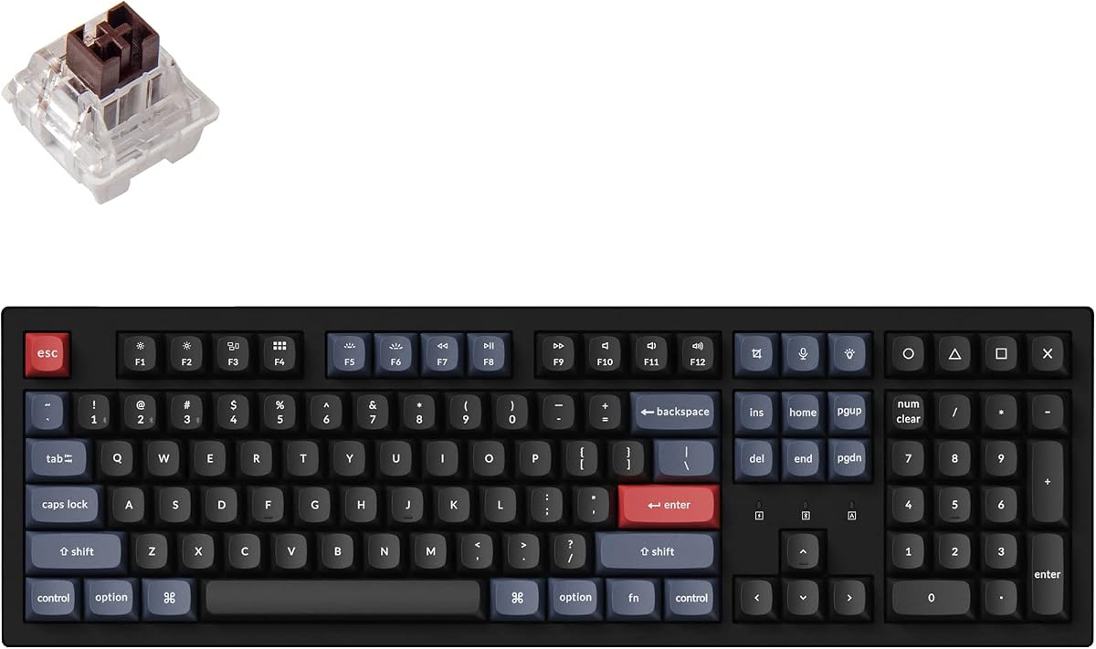 K10 Pro Wireless Custom Mechanical Keyboard Full-Size Layout | QMK Programmable Bluetooth/Wired White Backlit with Hot-swappable Keychron Brown Switch for Mac Windows Linux