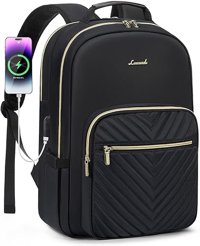 LOVEVOOK Mochila para laptop de 17.3 pulgadas para mujer, bonita mochila de viaje para mujer, bolsa de computadora profesional, impermeable, para