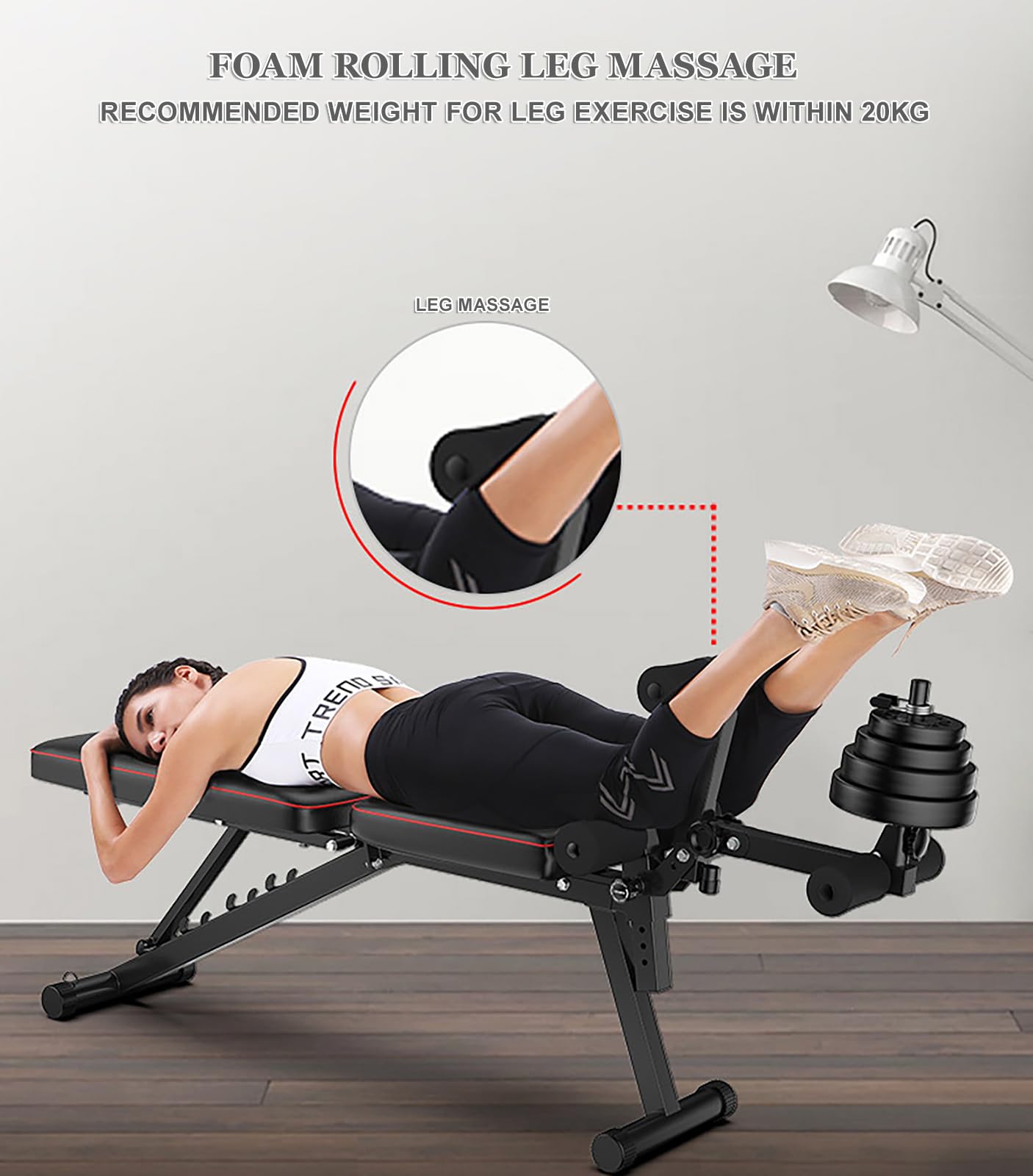 Panca Addominali Casa Panca Palestra Pieghevol con Fasce di Resistenza e Rullo per Gambe - Imbottitura Resistente, Attrezzatura per Allenamento della Forza in Palestra Domestica