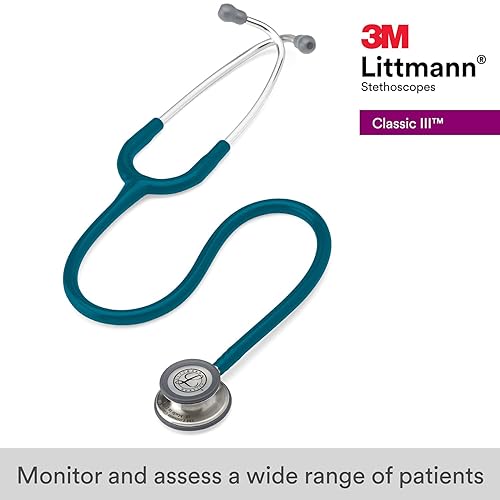Miniatura 3 de 3M Littmann Classic III - 5623 - Estetoscopio de control, tubo color azul caribeño, 27 pulgadas. 40007 - Etiqueta de identificación de estetoscopio