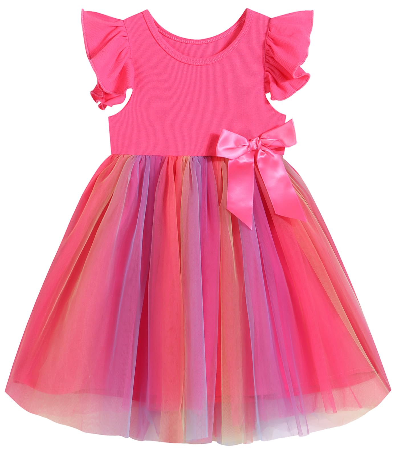 Niyage Girls Dress Tulle Tutu Toddler Ruffle Sleeveless Casual Princess Dresses