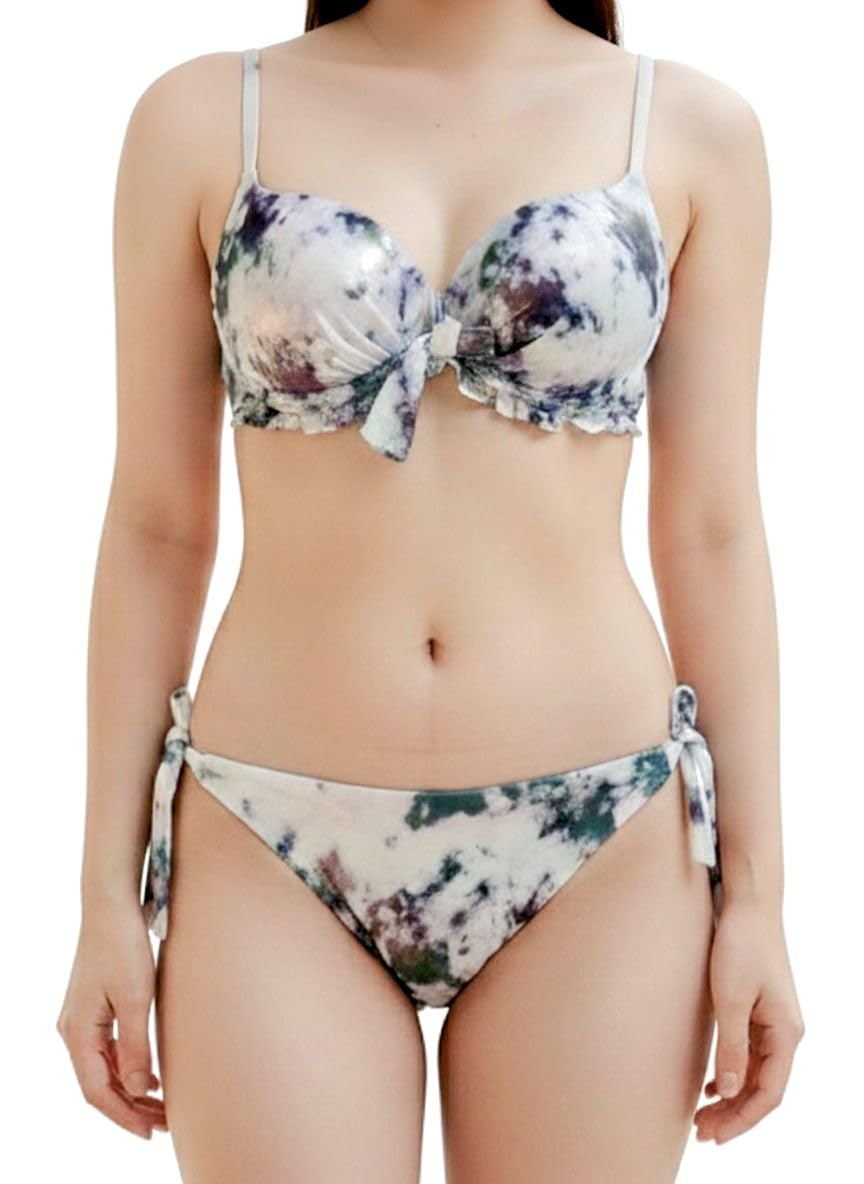 Women's Tie-Dye Shimmer Bikini Set with Padded Push-up Bra and Tie-Side Panty – Two Piece Stylish Swimwear for Beach & Pool (in, Alpha, S, Regular, Purple)-image-37