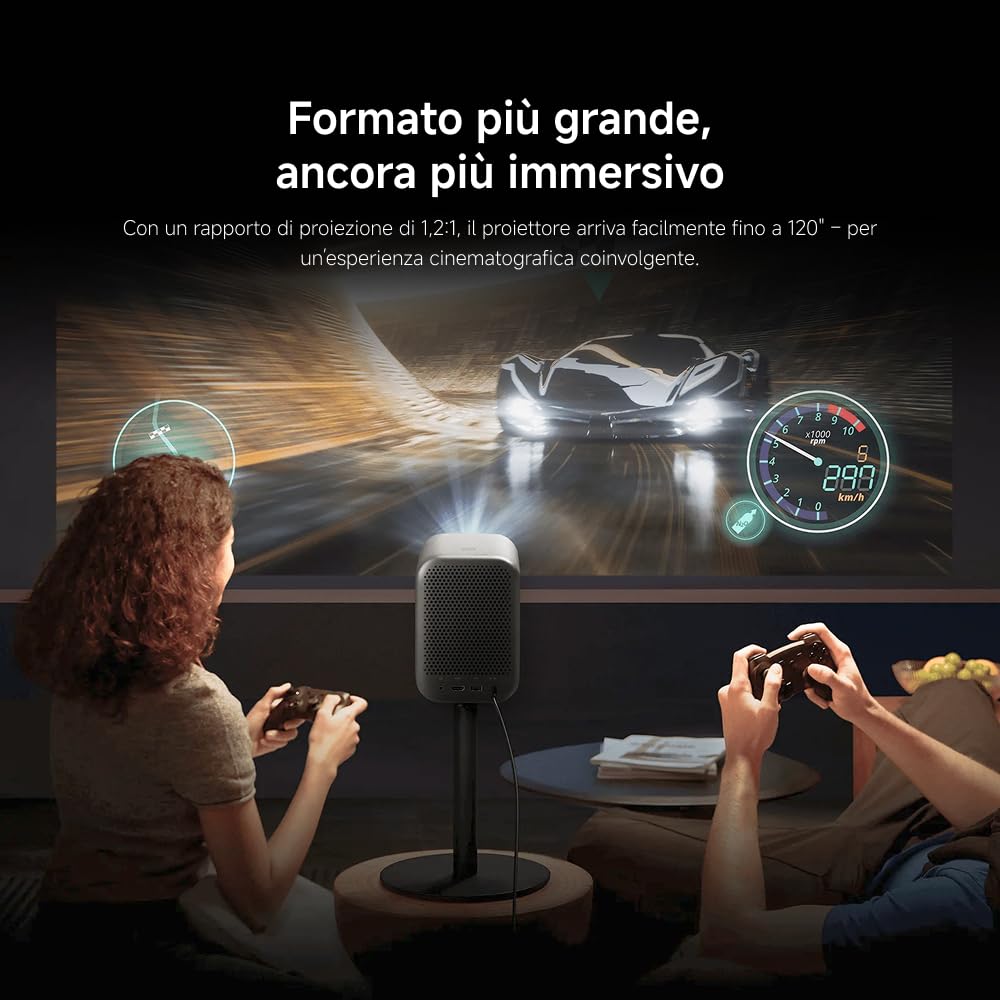 Xiaomi L1 Proiettore Intelligente 1080P con Google TV & Netflix, Proiettore Portatile Home Cinema, Autofocus & Keystone, HDR10/HLG, Schermo 120", WiFi 5G Bluetooth, Audio Dolby
