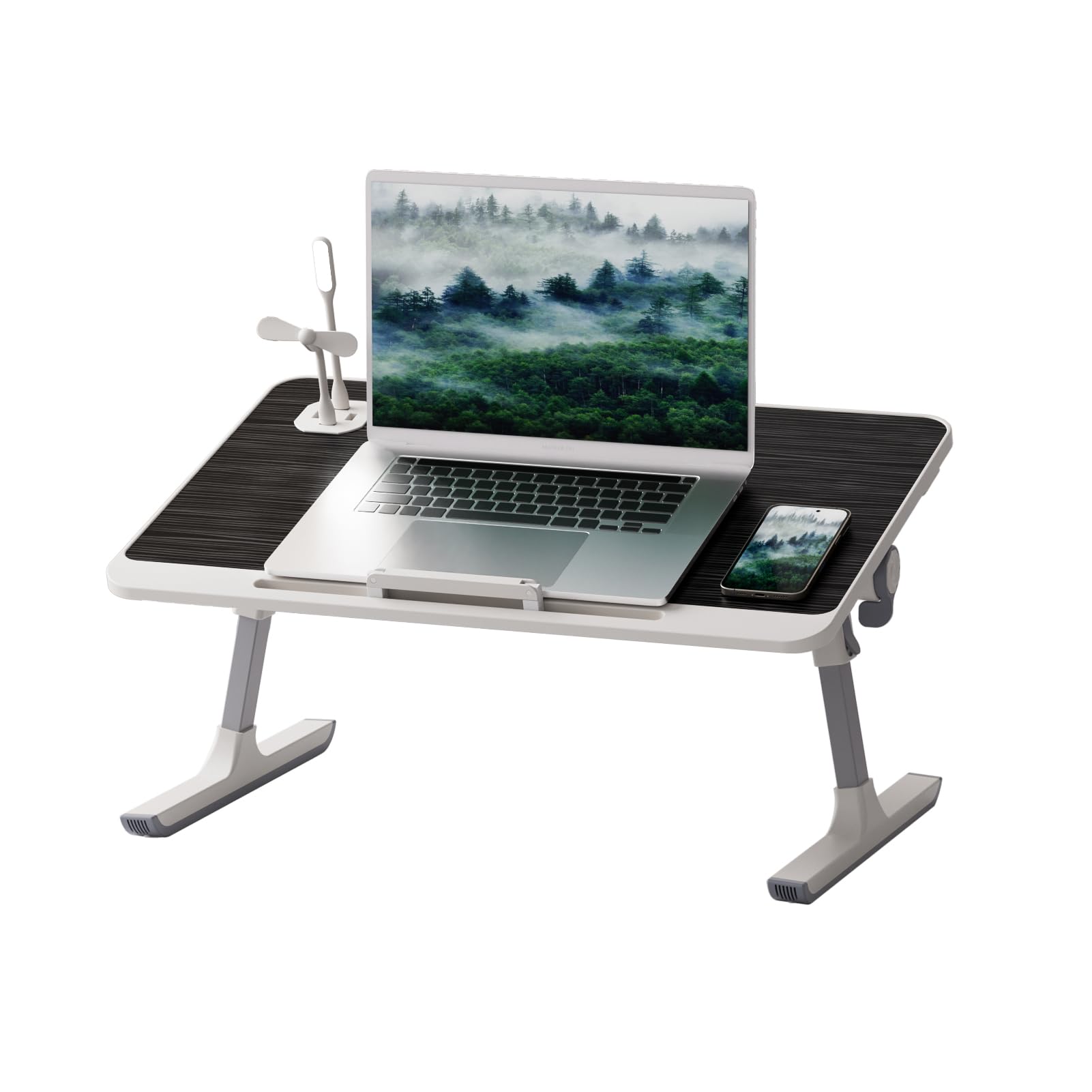 Chicmine Light Laptop Bed Tray Table, Height & Angle Adjustable Lap Desk With Foldable Legs, Portable Sofa/Bed Laptop Stand And Tablet Table For Couch