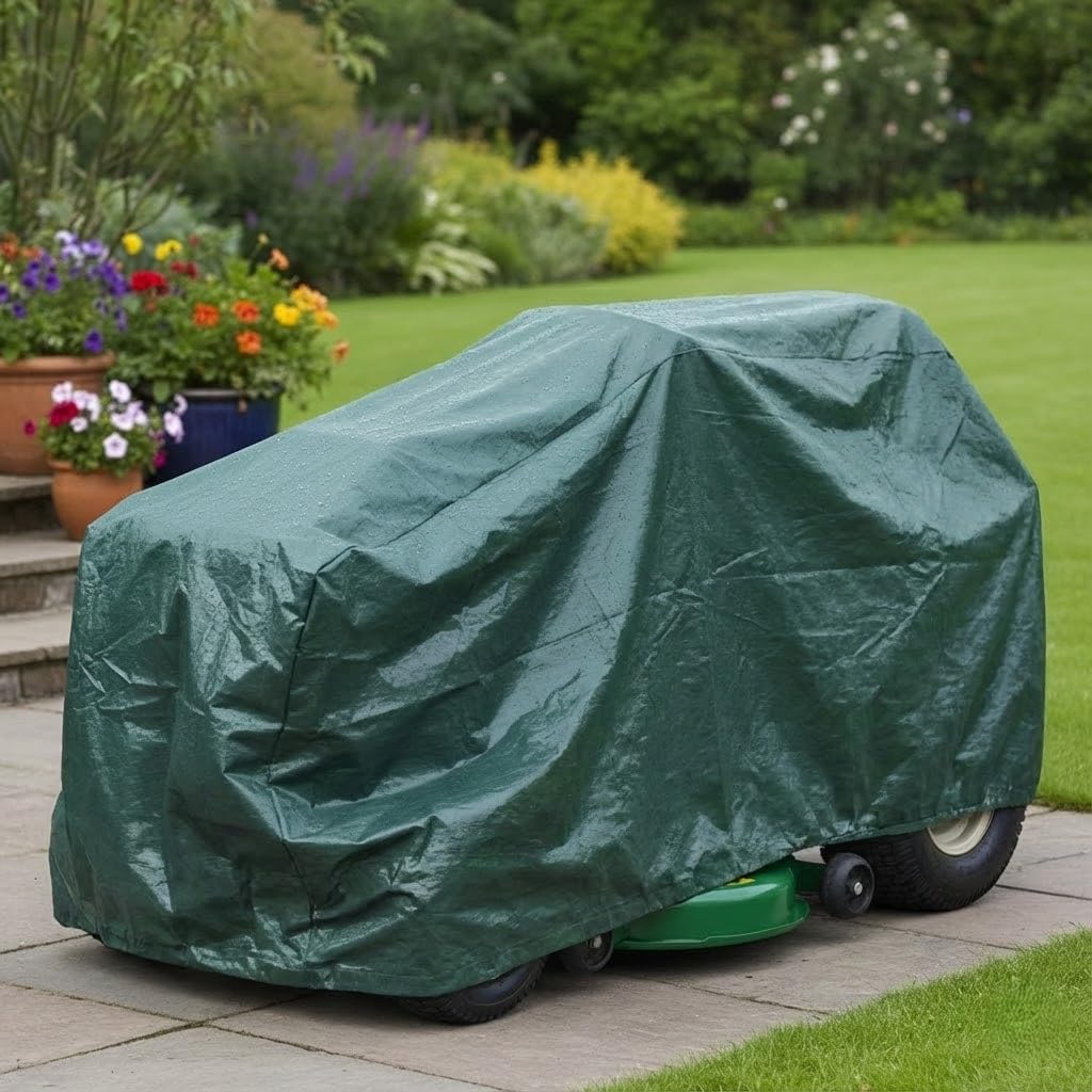 Heavy Duty Ride-On Lawn Mower Cover – Waterproof Garden Tractor Cover for Decks up to 54" – Durable PE Green Polyester Fabric, Weather Resistant Protection for Sit-On Mowers, 72x54x46 Inches