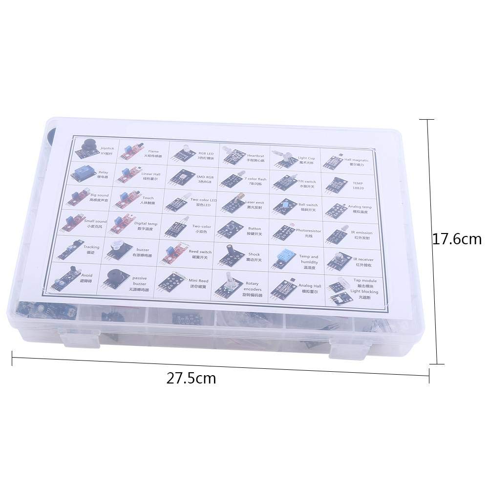 Nikou Sensor Modules Kit, Kit di Moduli Sensore 37 in 1 Definitivo per Utenti MCU Education con Scatola Comodo Spazio di Archiviazione
