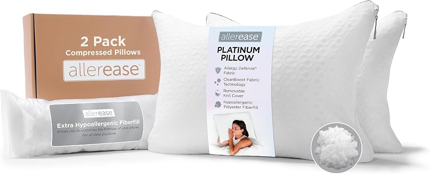 AllerEase Platinum Adjustable Allergy Pillows 2 Pack Std/Queen