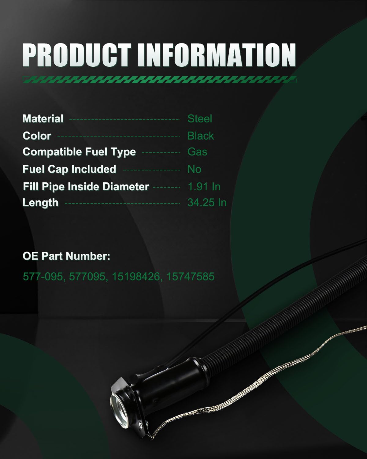 Fuel Tank Filler Neck For 95-99 Chevy Tahoe 2 In. Diameter; 10 In. Length GAS - Foto 5