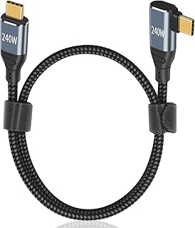 Poyiccot 240W USB C to USB C Cable 1.5ft, Short Type C to Type C Cable Fast Charging, USB C Charger Cable Right Angle, PD 3.1 Type C Charger Cord for MacBook Pro, iPad Pro, Samsung