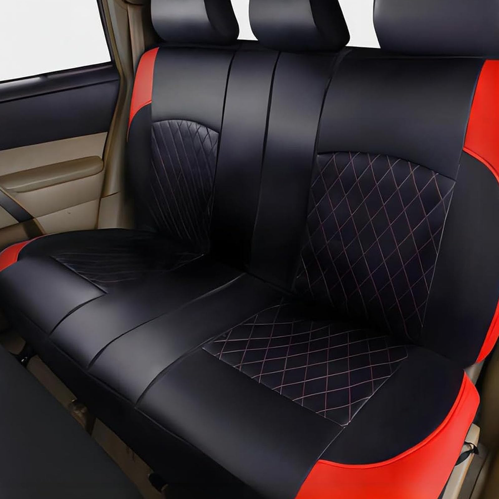 Cuir Ensembles De Housses Siège Voiture pour Renault Clio III/Renault-Clio 2000-2023 2024, Complet Avant et Arrière Imperméable Durable Protection Nonslip Accessoires,A/Red