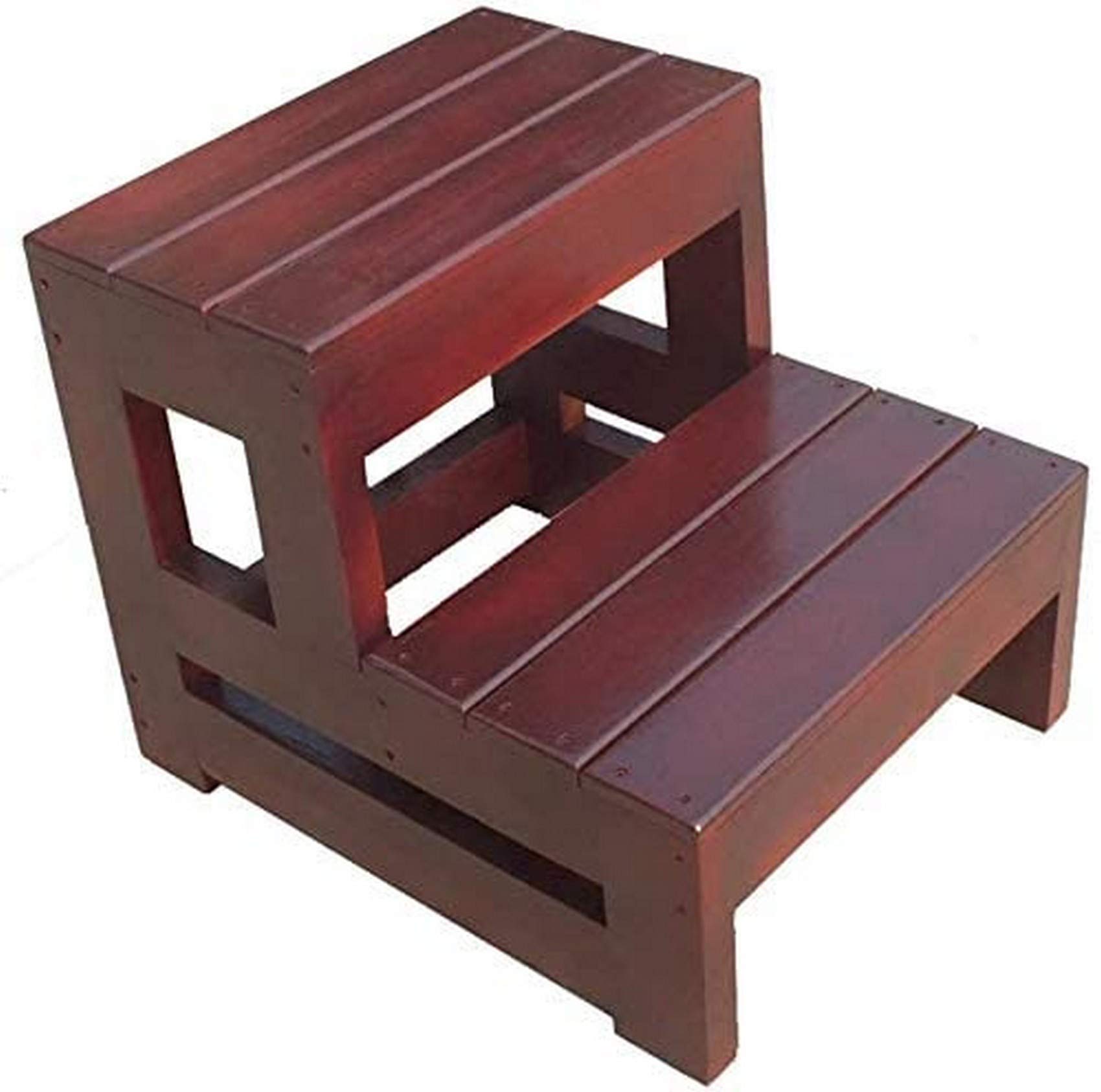 Tabouret escabeau pliant en bois massif marron 2 niveaux 40x48x42 cm pour la cuisine