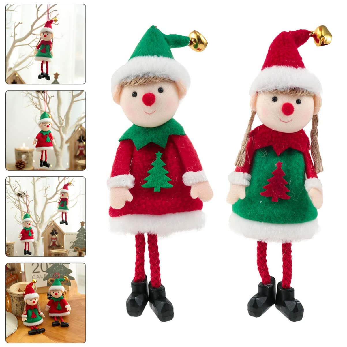MAGICLULU 8 Sätze 8 Sets Weihnachtsbaum Anhänger Stofffigur Süße Baumdekoration Elfen Zwerge Ornamente Miniatur Engel Puppen Tierplüsch Gefüllter Vliesstoff Bunt 2 2 Stück * 8