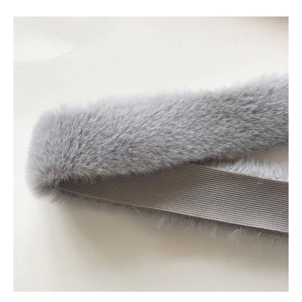 Yurosiay Pack of 5 1 m x 5 cm Faux Fur Border DIY Handmade Faux Fur Ribbon Soft Fluffy Faux Fur Border Plush Border for Sewing Artificial Fur Border for Costumes Crafts Hood Grey