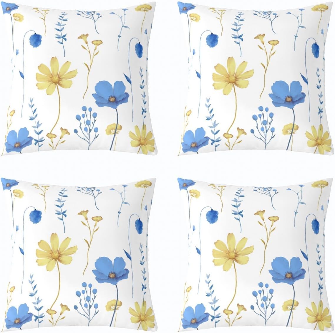 Erosebridal Garden Floral Throw Pillow Covers 18X18,4Pcs Red Beige Flower Pillow Covers Bedroom Decor,Modern Minimalist White Cushion Covers Pastoral Branches Aesthetic Decorative Pillow Covers