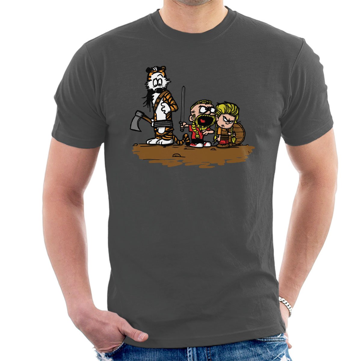 Calvin And Hobbes Vikings Ragnar Lothbrok Men's T-Shirt