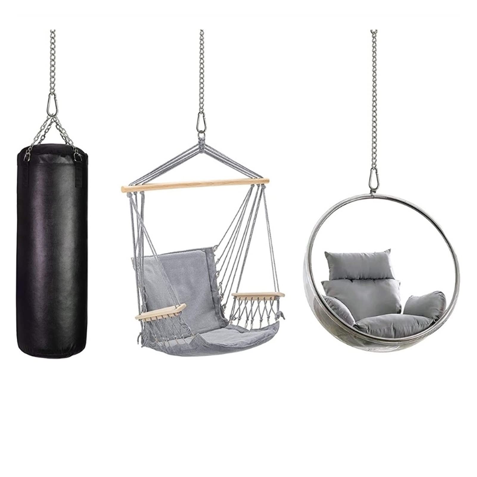 LUCBEI Schaukel Verstellbare Hängemattenkette mit Zwei Karabiner, Garten Edelstahl Indoor Outdoor Safety Hängender Stuhl, tragbar Schaukelsitz