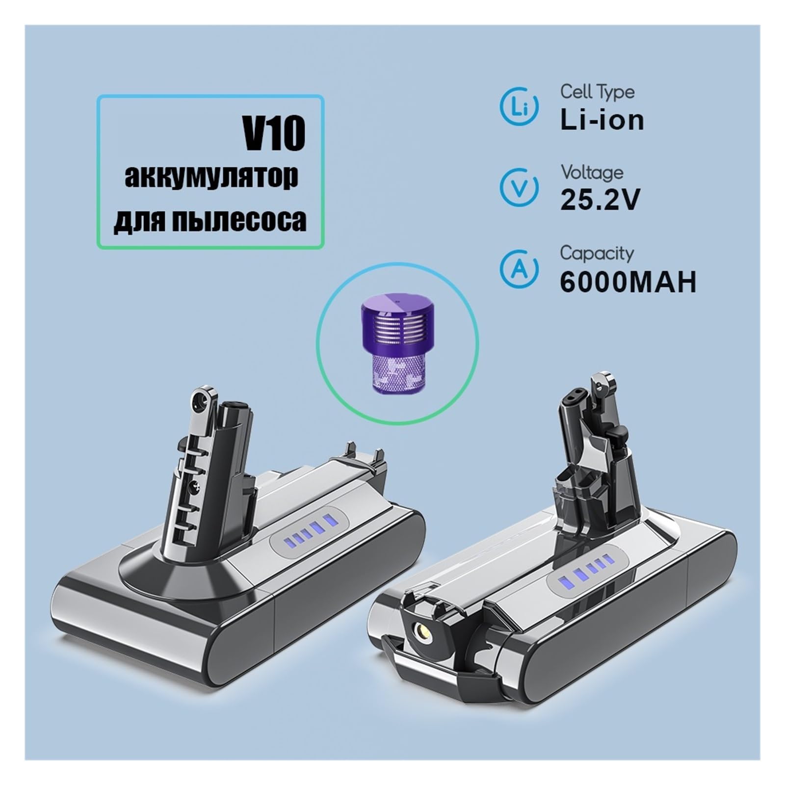 Batteria sostitutiva for aspirapolvere senza fili, compatibile con Dyson,
