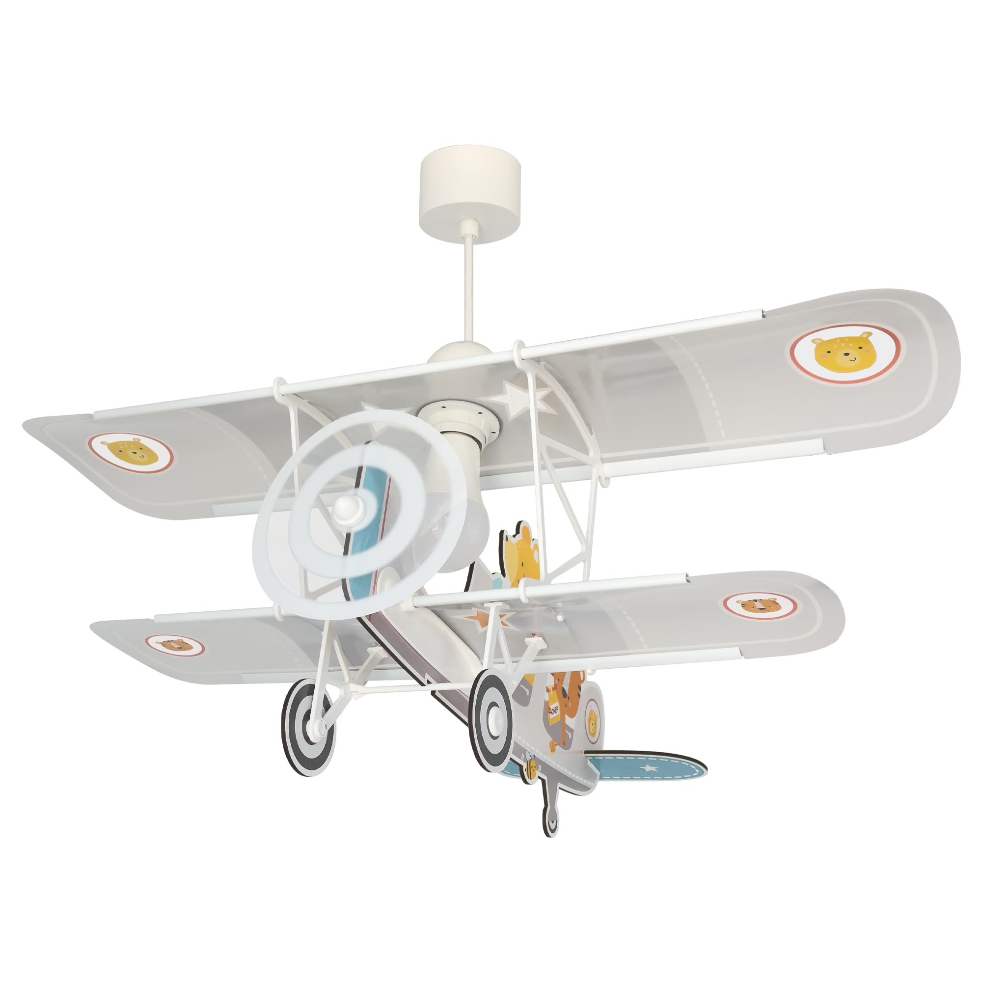 DALBER Lampada da soffitto a sospensione per bambini Teddy, Orso, 54522, E27-15W, grigia, lampade per bambini, cameretta, si illumina al buio | E27 - 15 W; cameretta dei bambini; lampade per bambini; brilla al buio; Teddy