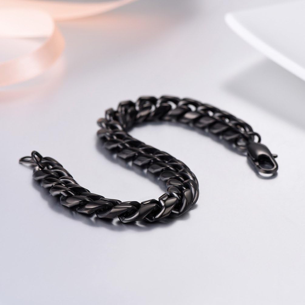 PROSTEEL Stainless Steel Bracelet for Men Women, Stylish Cuban Link Bracelets, Black/18K Gold Plated, W:4.8mm/6mm/10mm/14mm, L:19cm/21cm, Come Box - Image 4