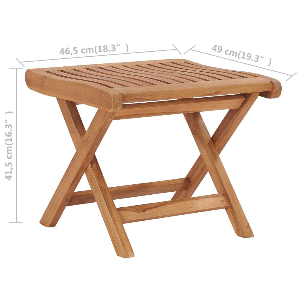vidaXL Teak Massiv Fußhocker Klappbar Gartenhocker Beistelltisch Klapphocker Sitzhocker Hocker Holzhocker Gartenmöbel 46,5x49x41,5cm