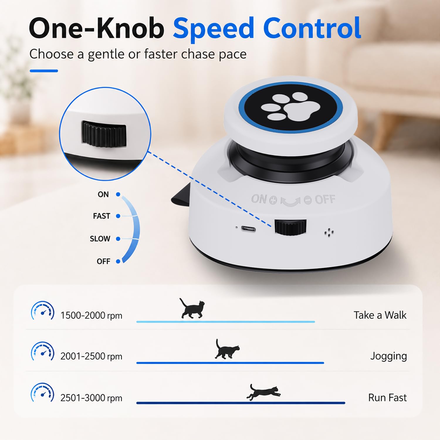 Juguetes Interactivos para Gatos con Control Remoto,Recargable | Auto/Manual,Timer,Silencioso,Katzenspielzeug für den Innenbereich,Fangspielele&Bewegung Einstellbare Geschwindigkeit -Weiß