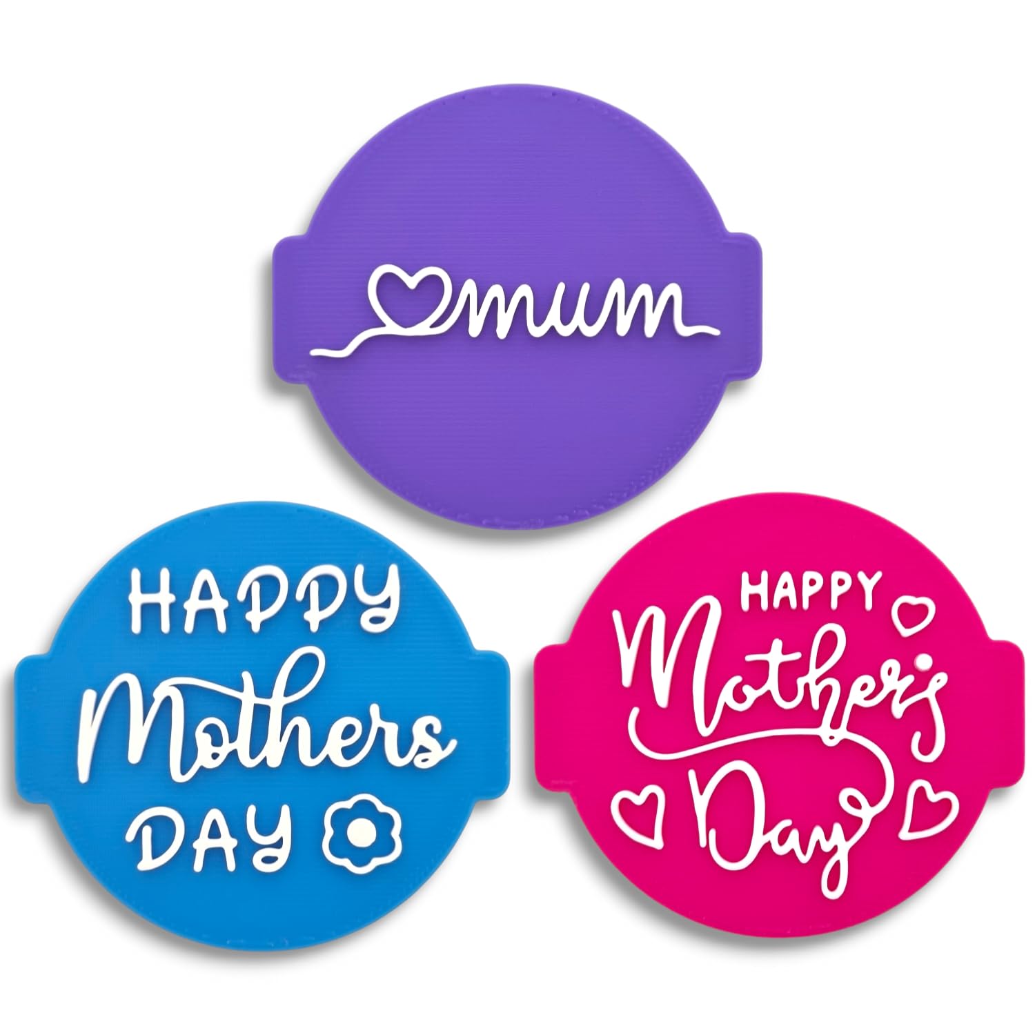 Happy Mothers Day (Set of 3 Stamps) Embosser Stamp for Fondant, Icing, Cupcake, Cake, Biscuits, Decoration