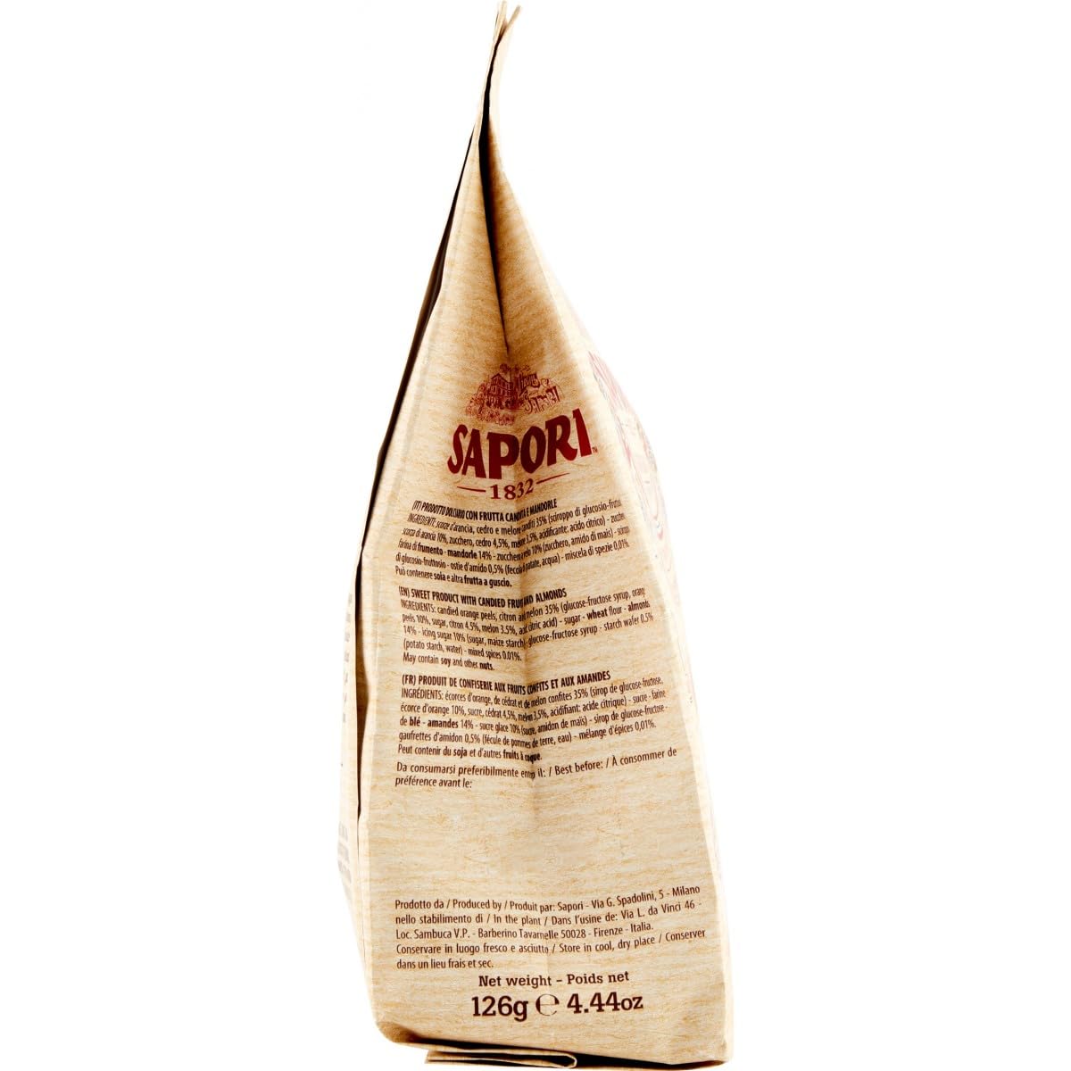 6X Sapori 1832 Delizie Toscane Mandorle e Canditi con 7 Monoporzioni Incartate Singolarmente 126g [CAIYA® BOX da 6 Confezioni]