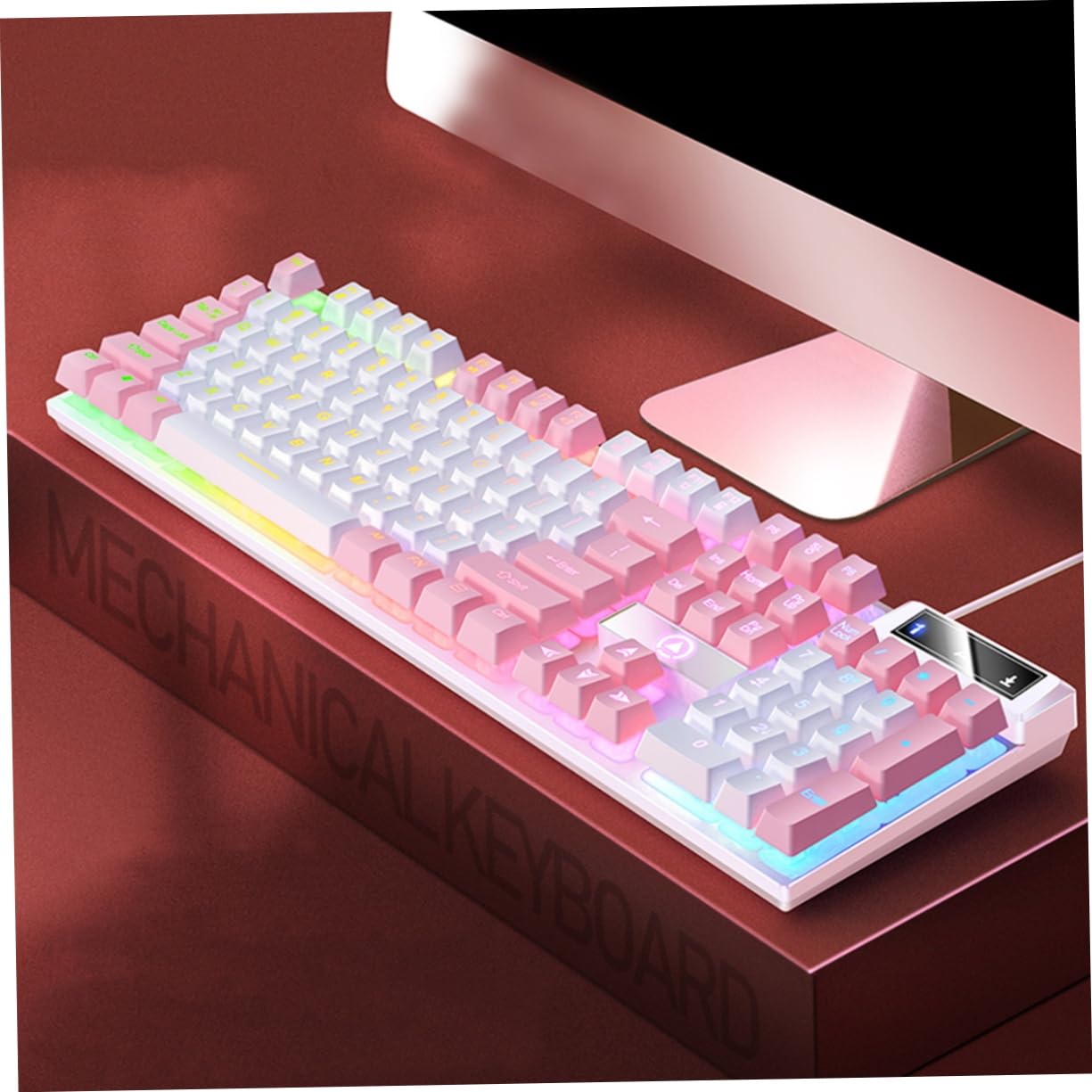 UKCOCO Clavier RGB 104 Touches - Éclairage LED RVB pour Jeux et Bureau - avec Drainage Arrière pour Sécurité Liquide - Ergonomique pour Confort Prolongé - pour Jeux Intensifs et Travail de Bureau